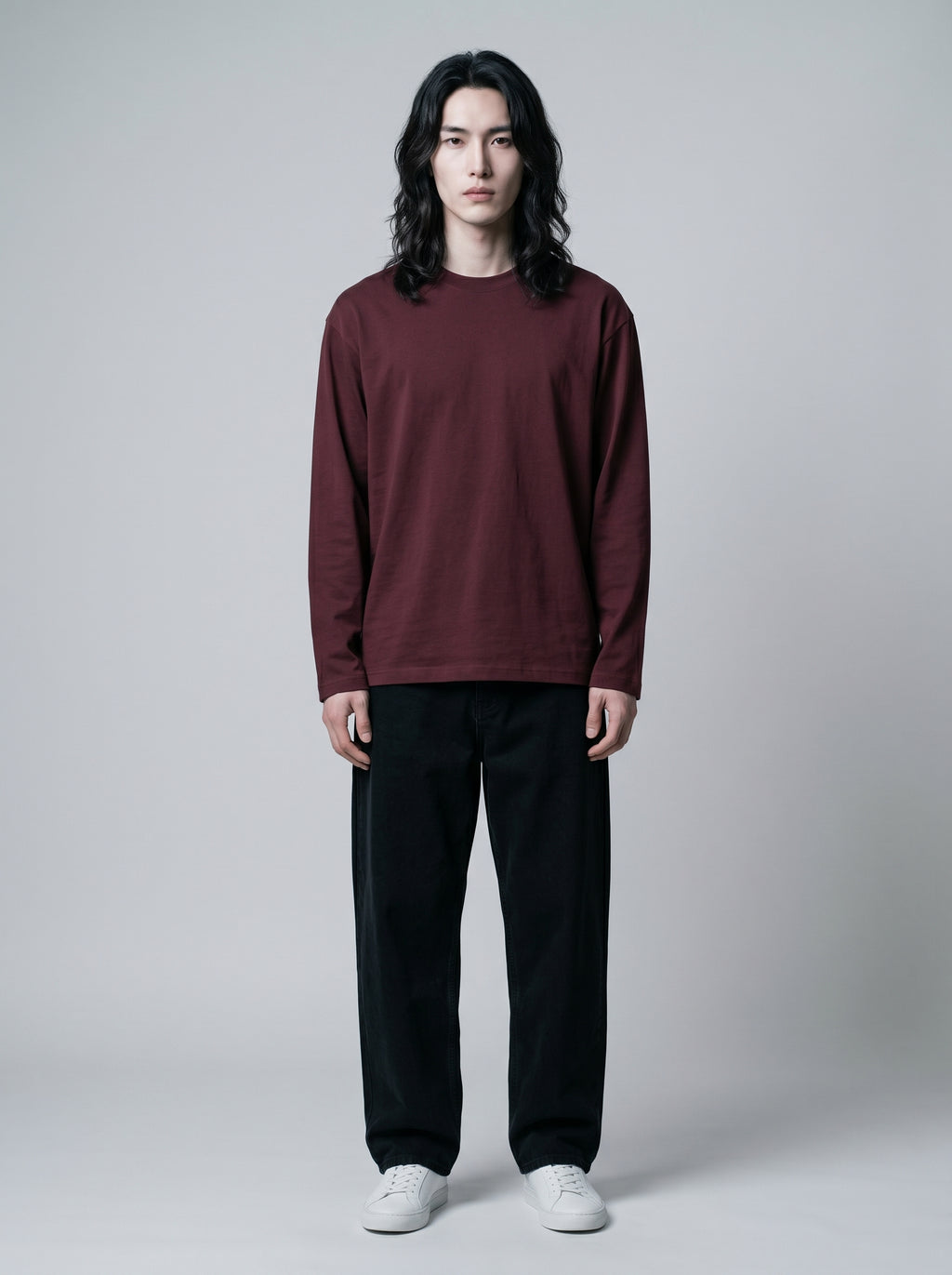Everyday Full Sleeve Tee – Maroon Unisex Regular Fit