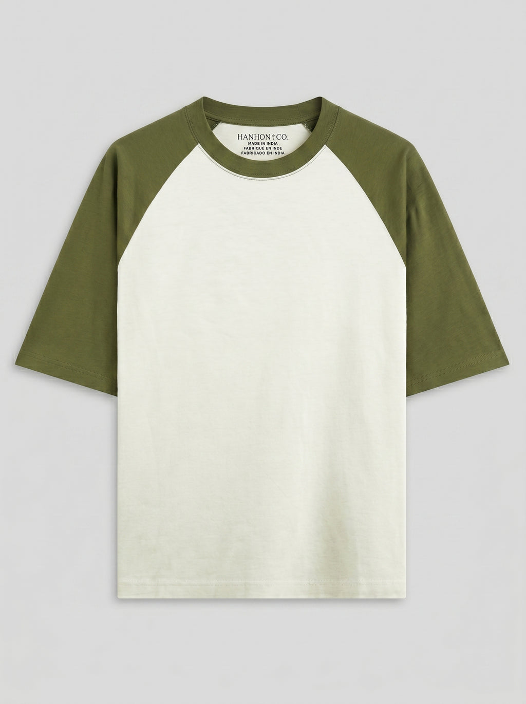 Unisex Oversized Raglan T-Shirt – Olive Green Sleeve / Off White Body