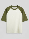 Unisex Oversized Raglan T-Shirt – Olive Green Sleeve / Off White Body