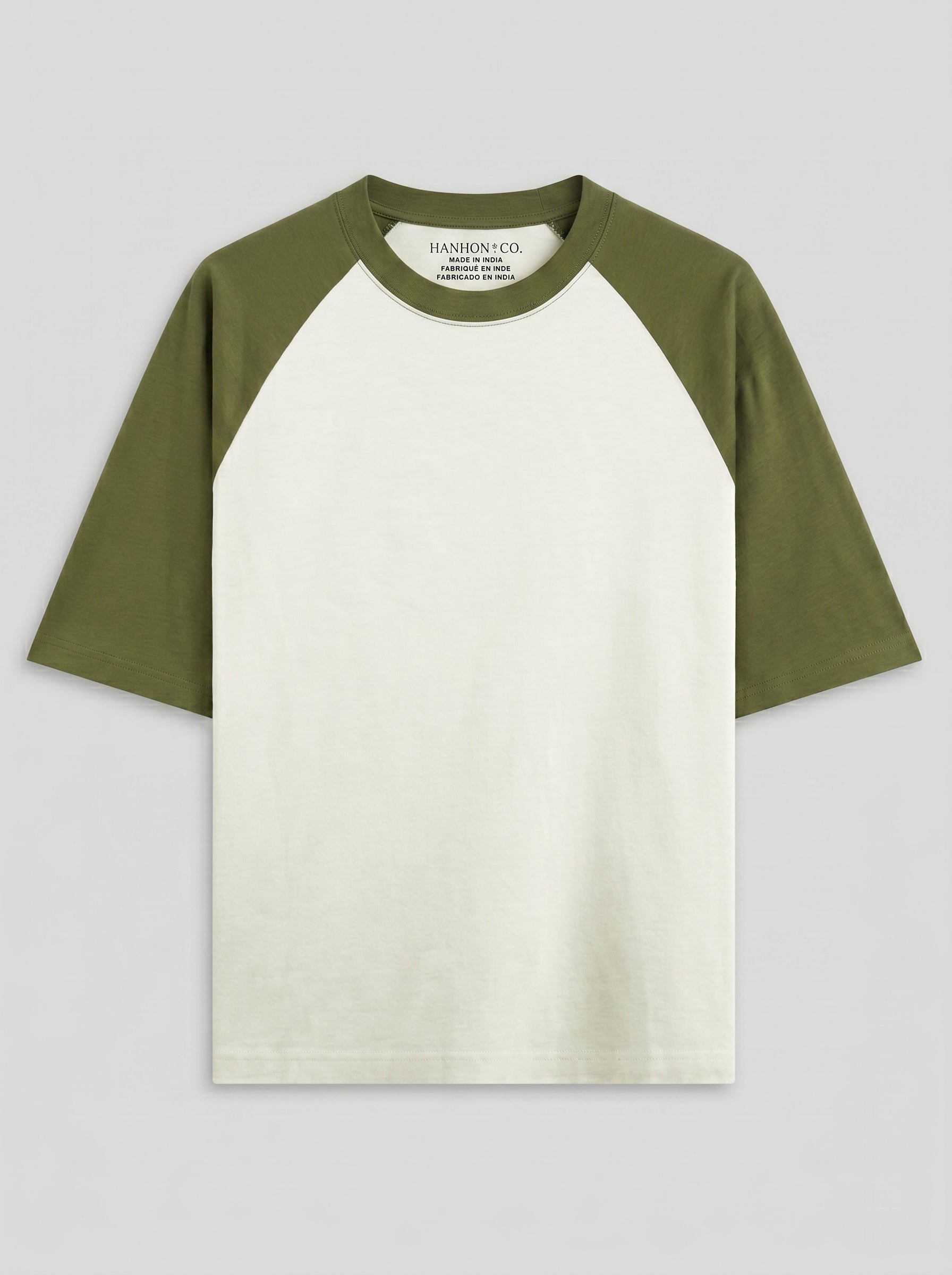 Unisex Oversized Raglan T-Shirt – Olive Green Sleeve / Off White Body