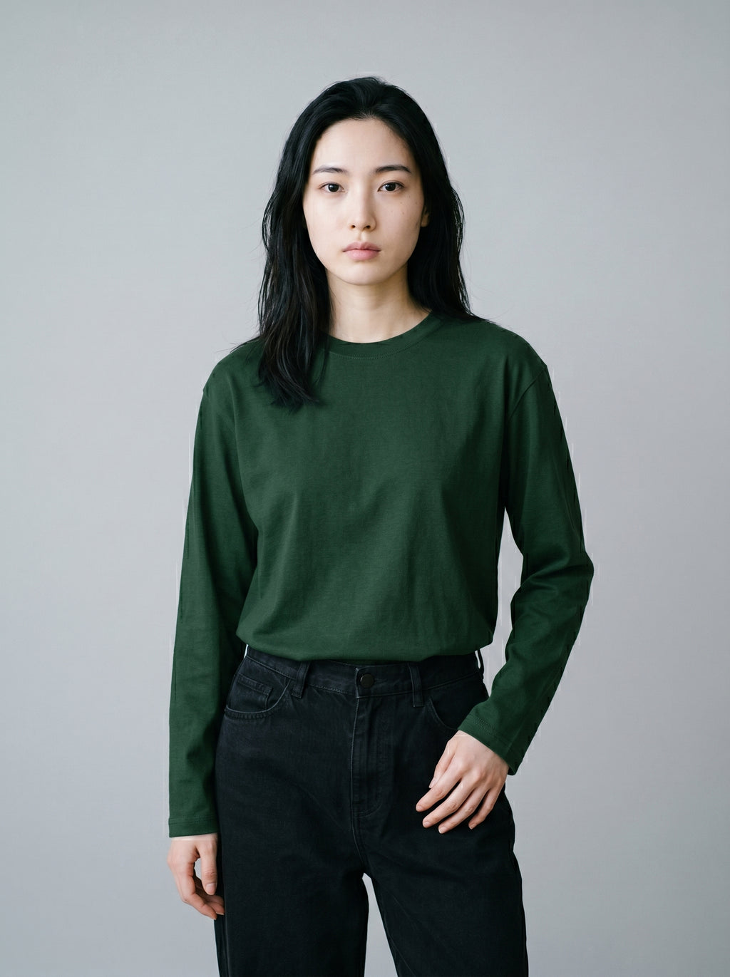 Everyday Full Sleeve Tee – Bottle Green Unisex Regular Fit