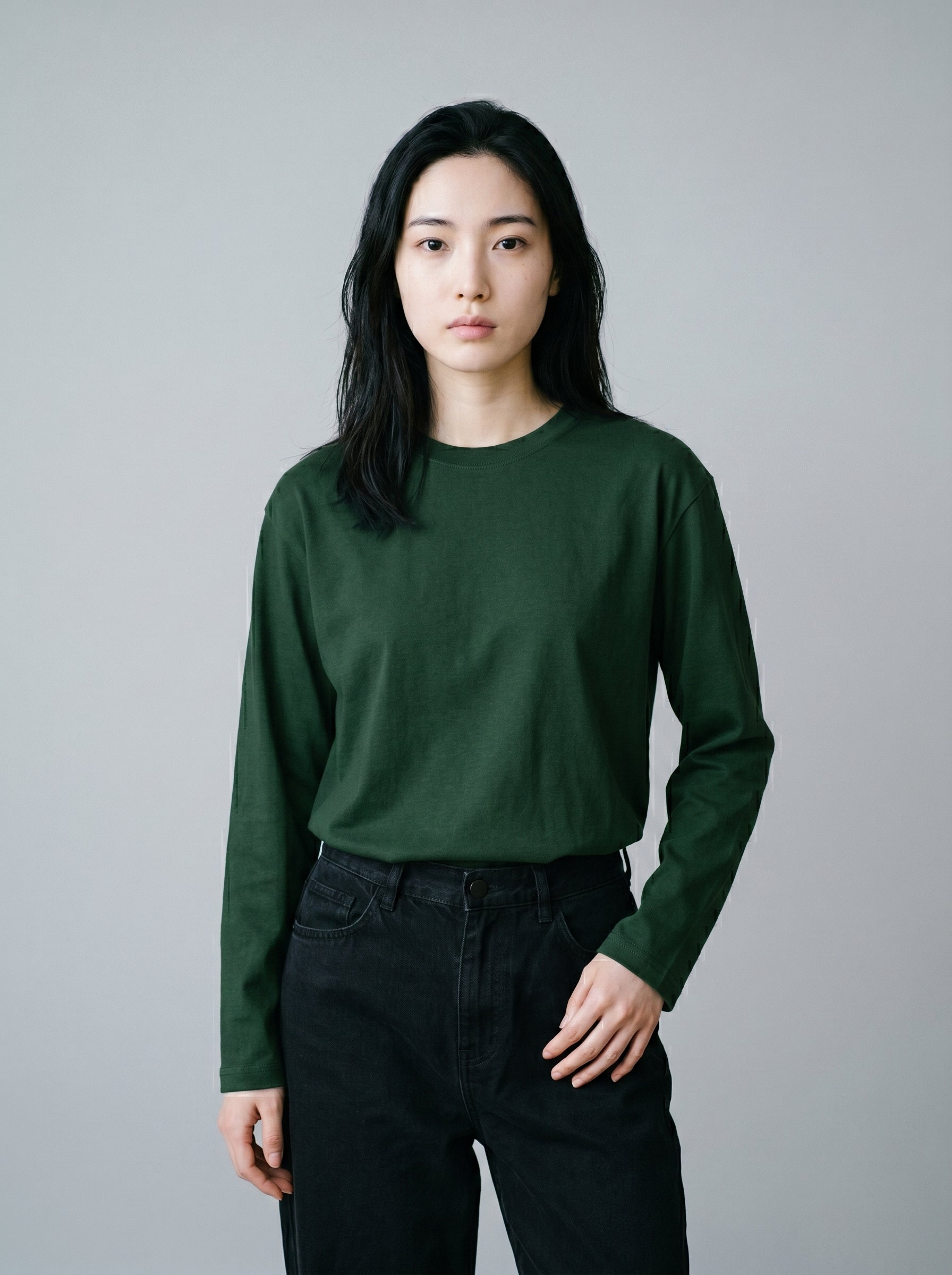 Everyday Full Sleeve Tee – Bottle Green Unisex Regular Fit