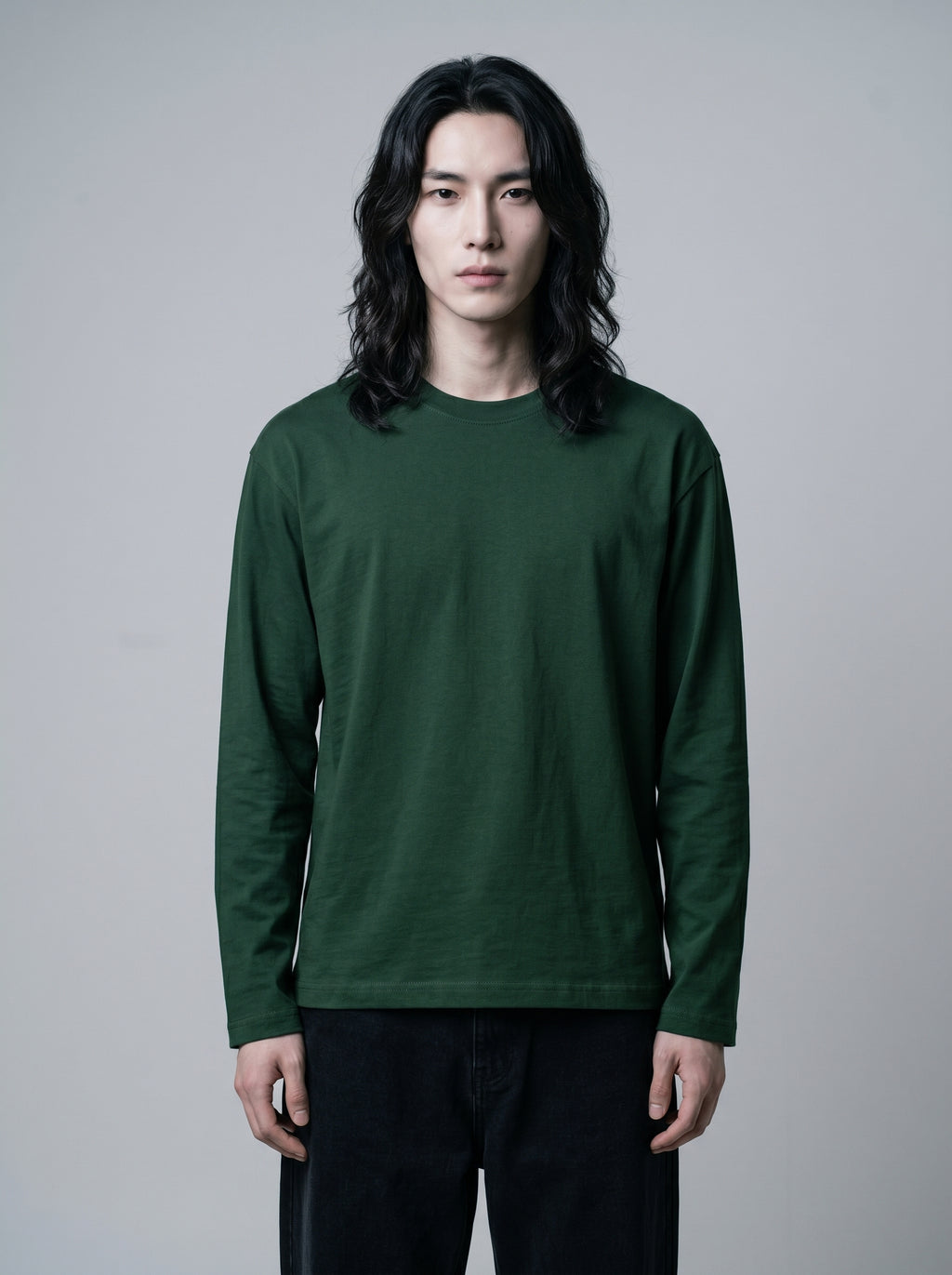 Everyday Full Sleeve Tee – Bottle Green Unisex Regular Fit