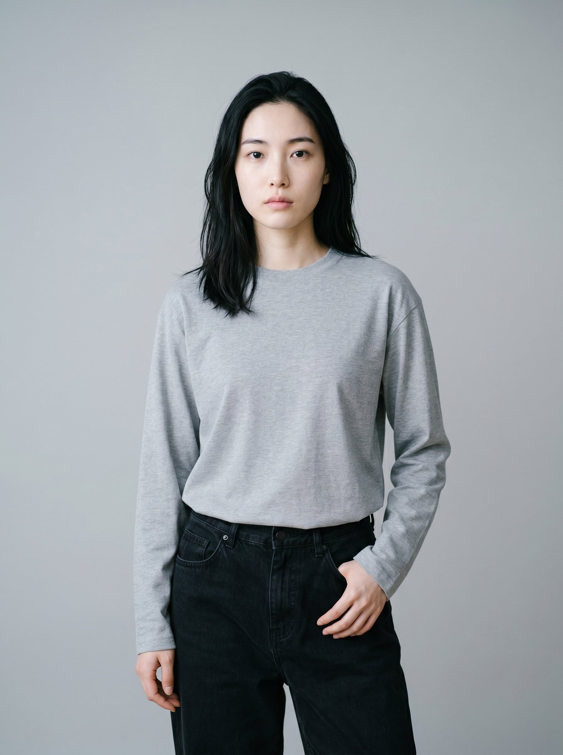 Everyday Full Sleeve Tee – Grey Melange Unisex Regular Fit