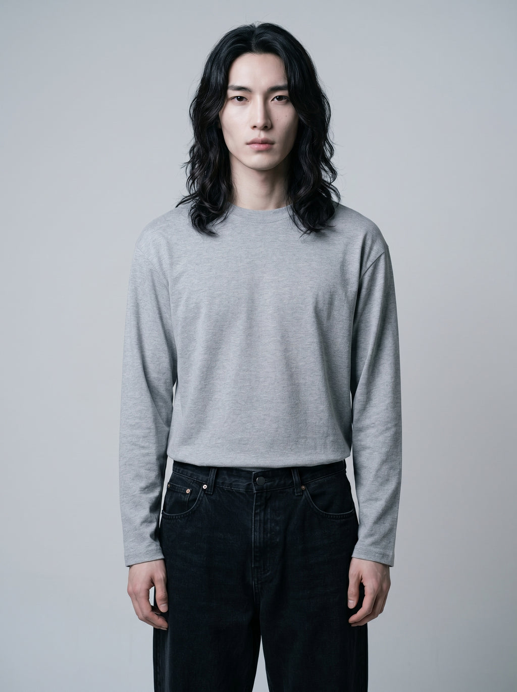 Everyday Full Sleeve Tee – Grey Melange Unisex Regular Fit