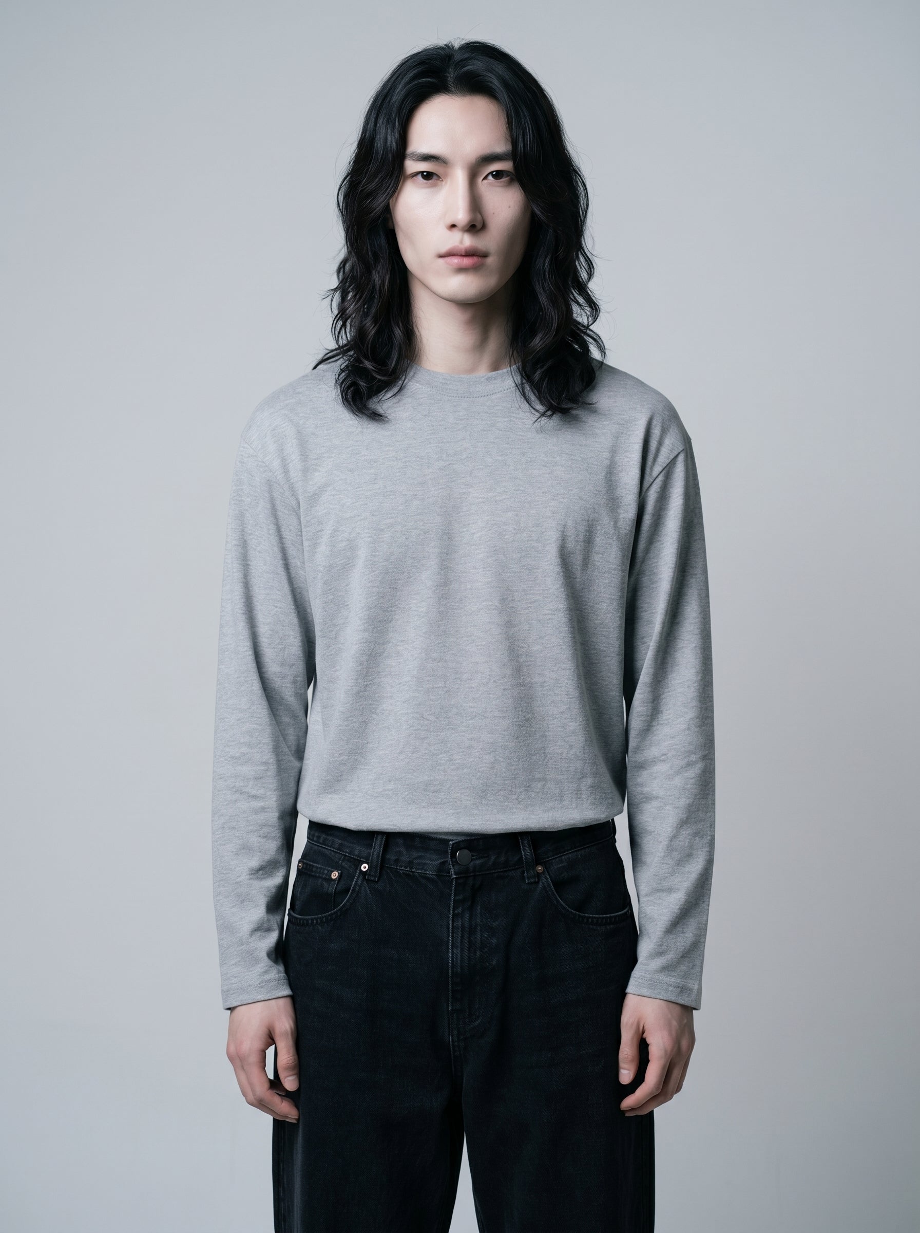 Everyday Full Sleeve Tee – Grey Melange Unisex Regular Fit