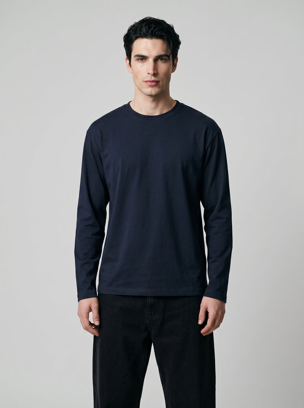 Everyday Full Sleeve Tee – Navy Blue Unisex Regular Fit