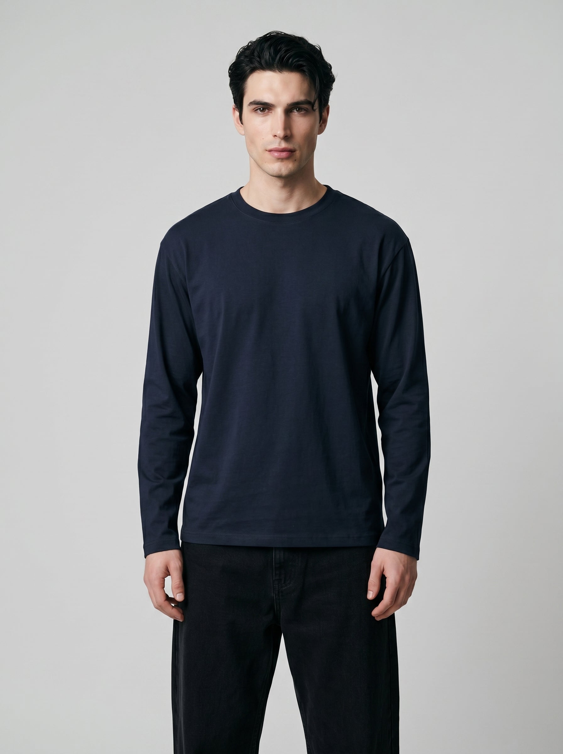 Everyday Full Sleeve Tee – Navy Blue Unisex Regular Fit