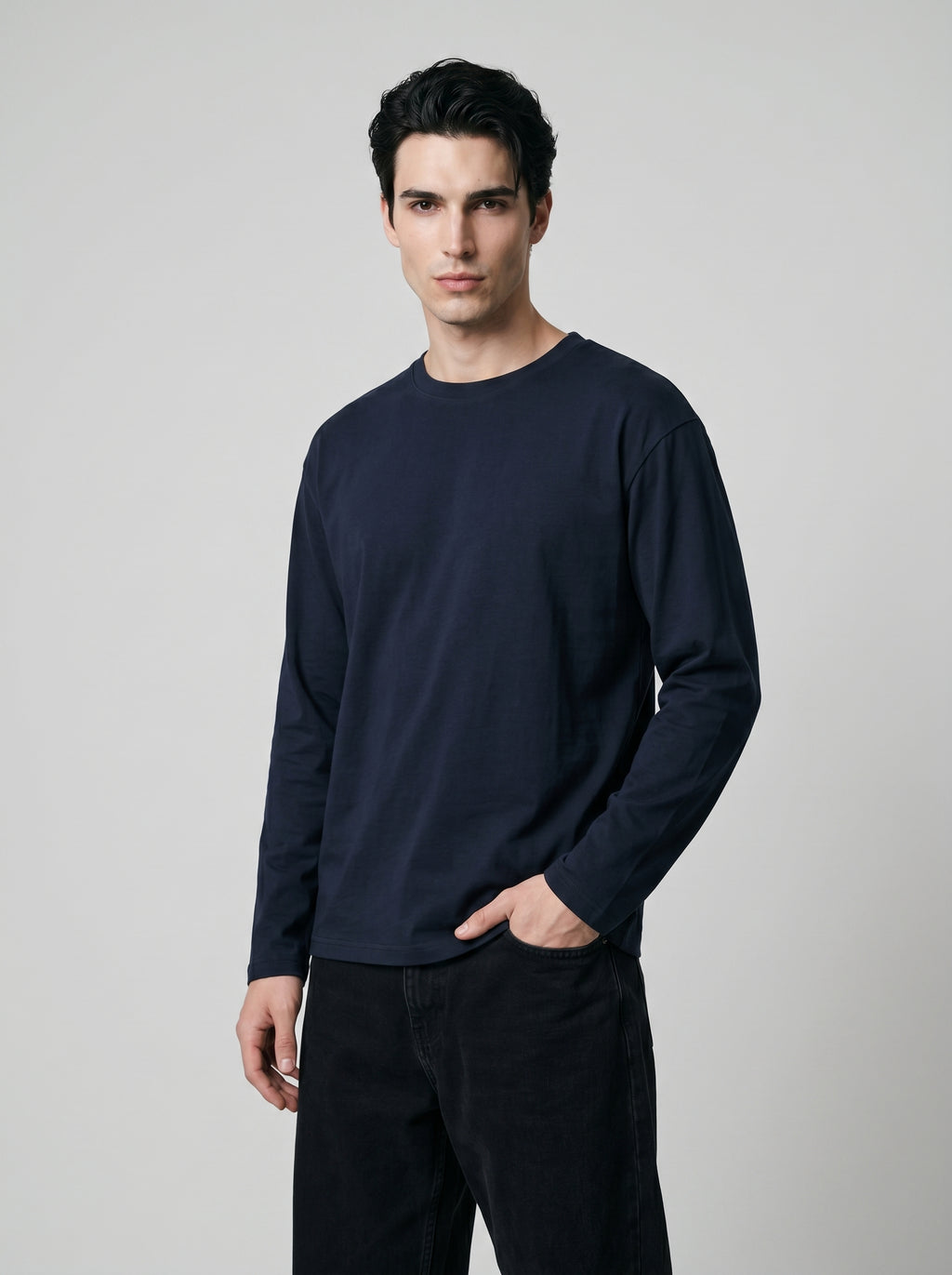 Everyday Full Sleeve Tee – Navy Blue Unisex Regular Fit