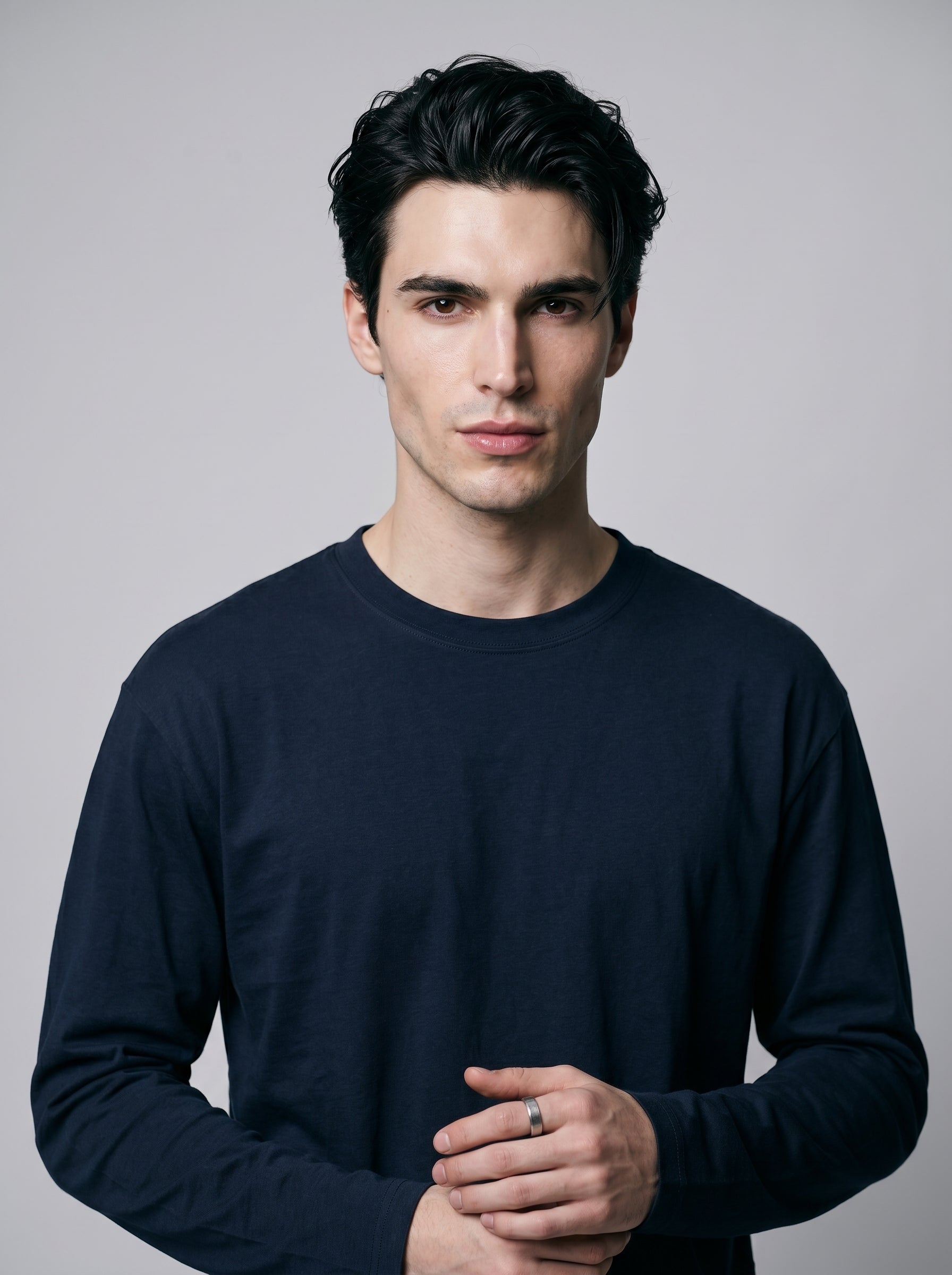 Everyday Full Sleeve Tee – Navy Blue Unisex Regular Fit