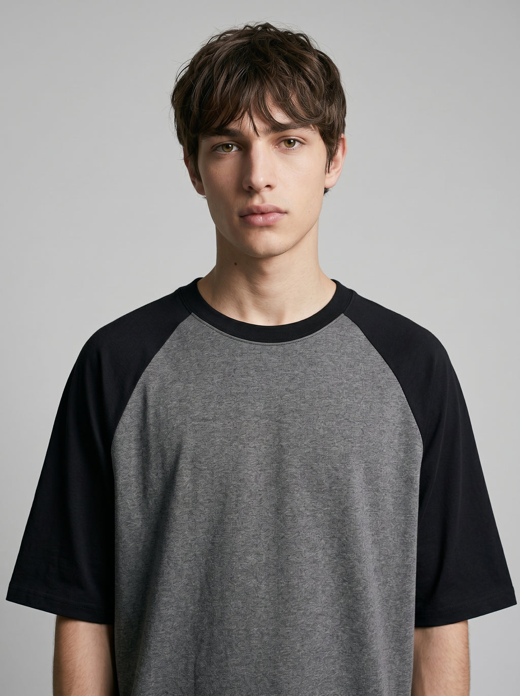 Oversized Raglan T-Shirt – Unisex Black Charcoal Melange