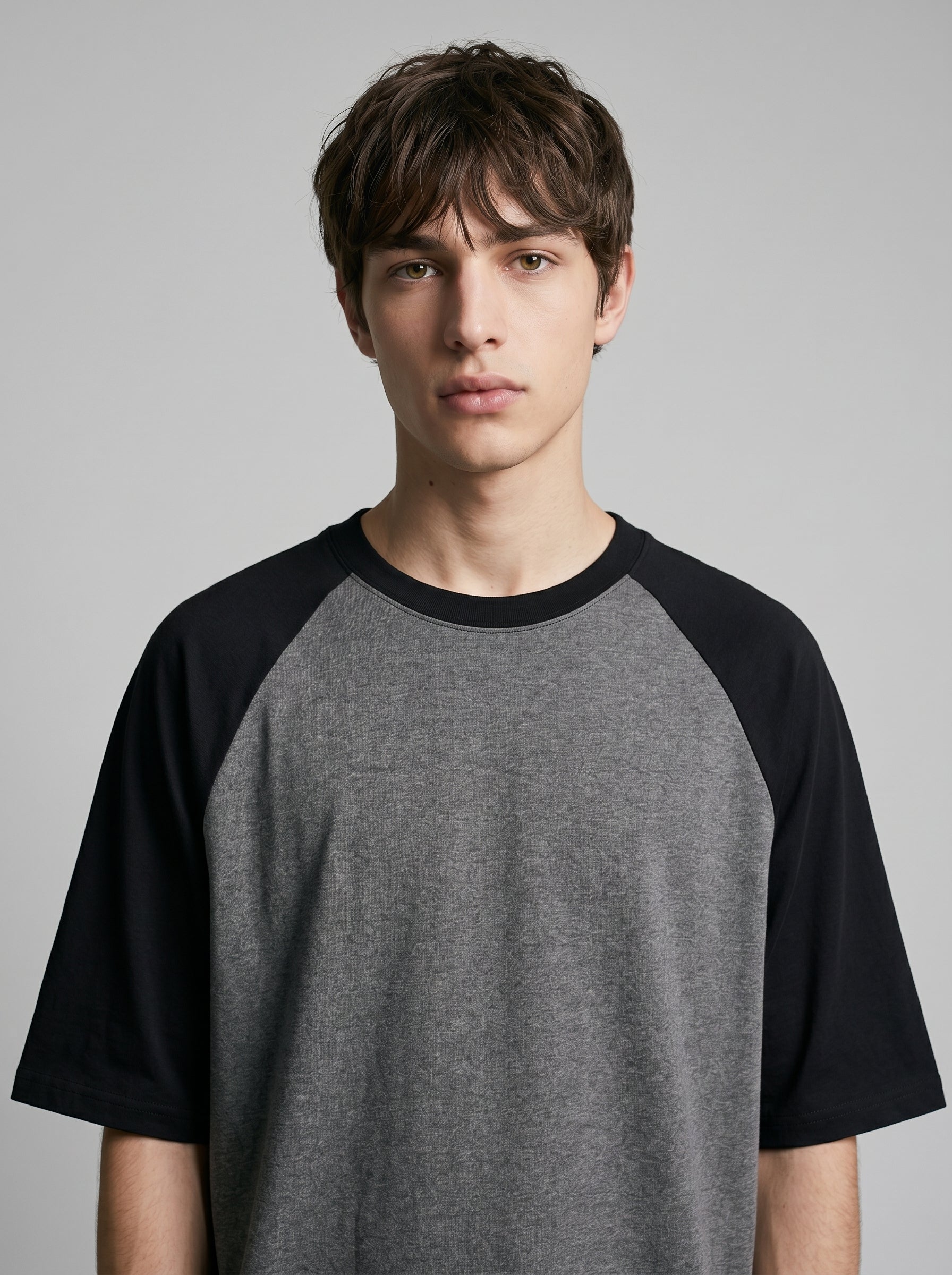 Oversized Raglan T-Shirt – Unisex Black Charcoal Melange
