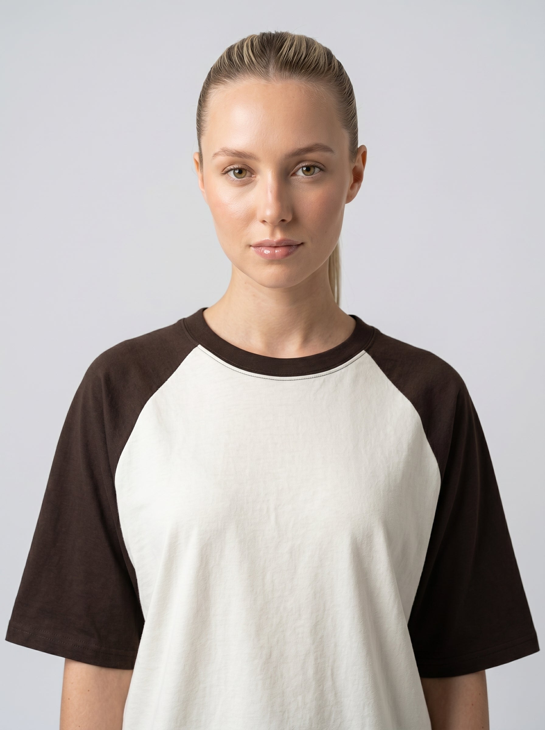 Unisex Oversized Raglan T-Shirt – Coffee Brown Sleeve / Off White Body