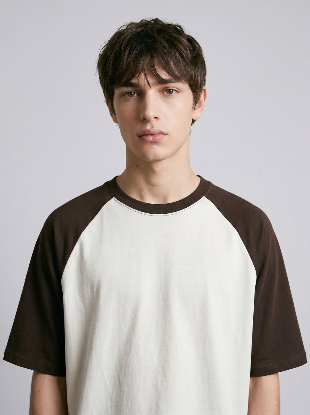 Unisex Oversized Raglan T-Shirt – Coffee Brown Sleeve / Off White Body