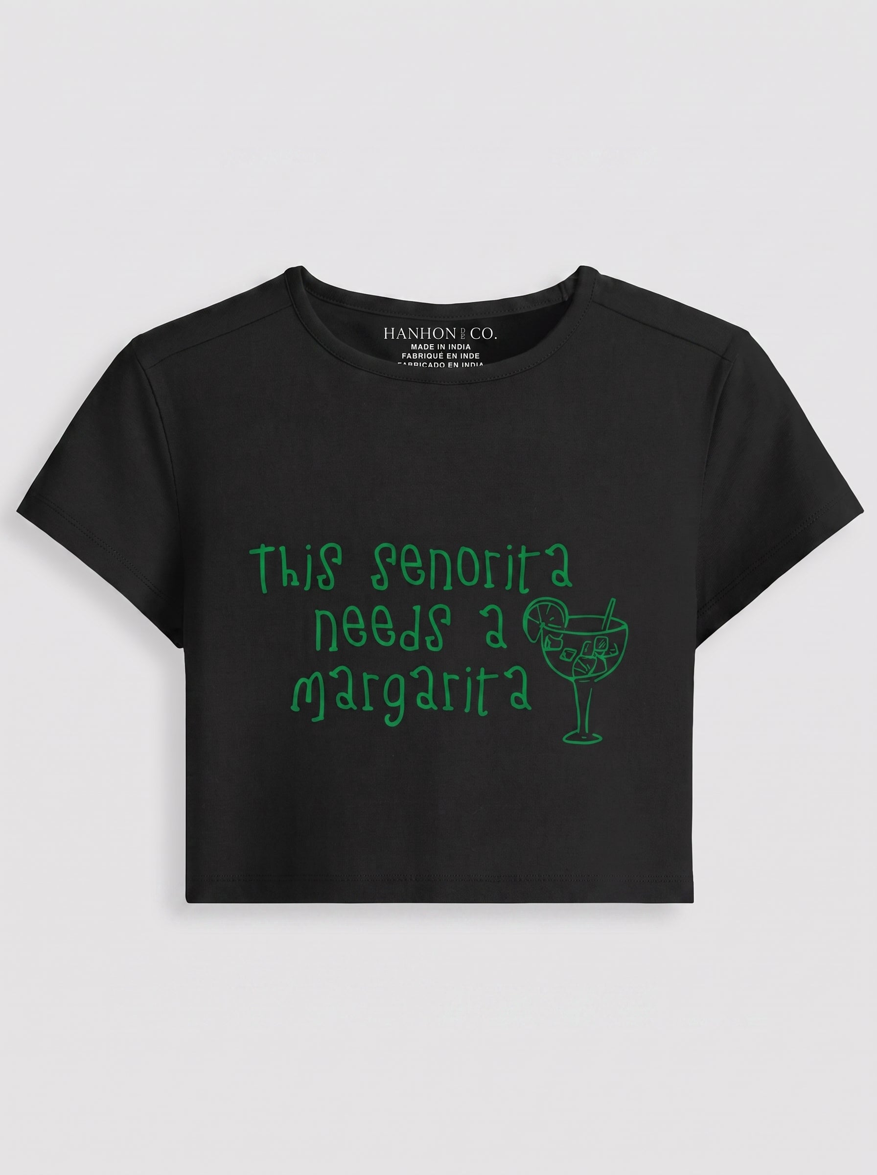 Senorita Needs a Margarita – Black Baby Tee