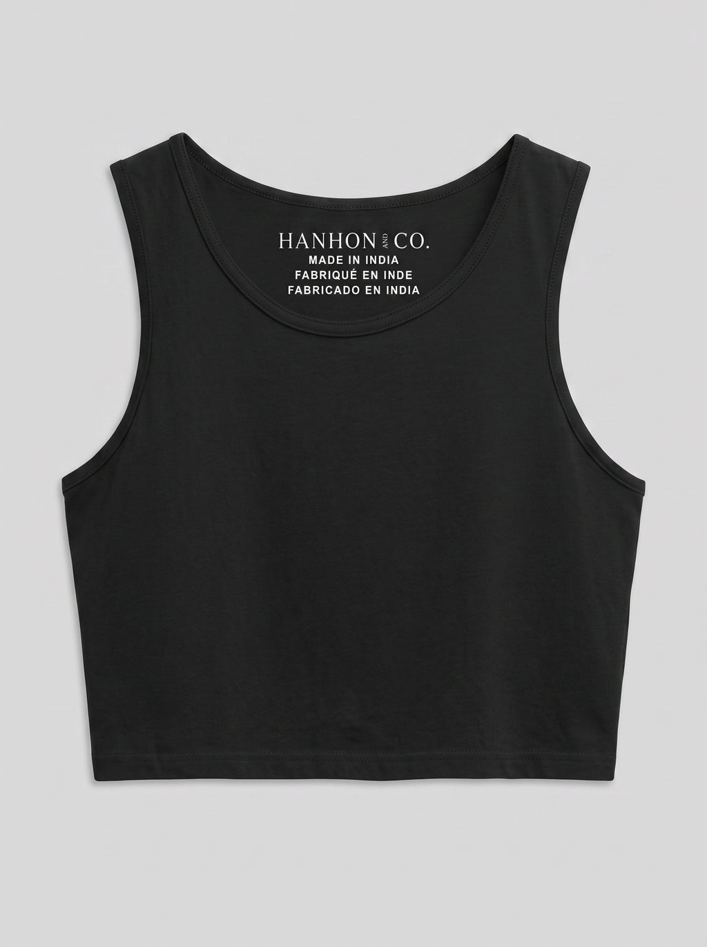 Essential Crop Tank Top - Black Regular Fit