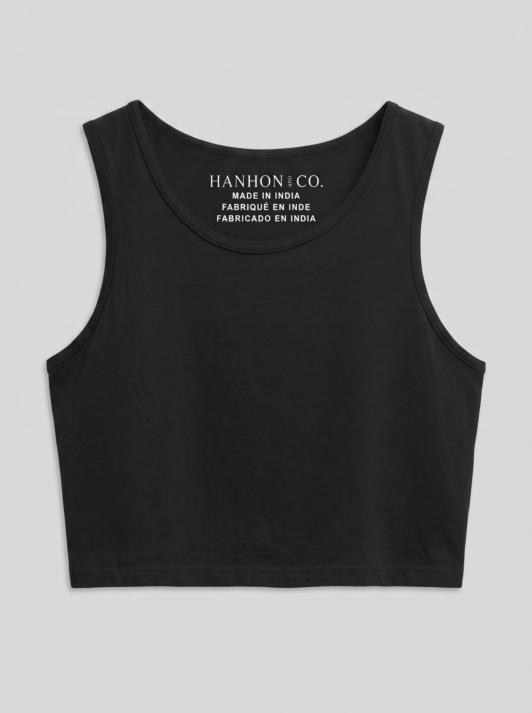 Essential Crop Tank Top - Black Regular Fit