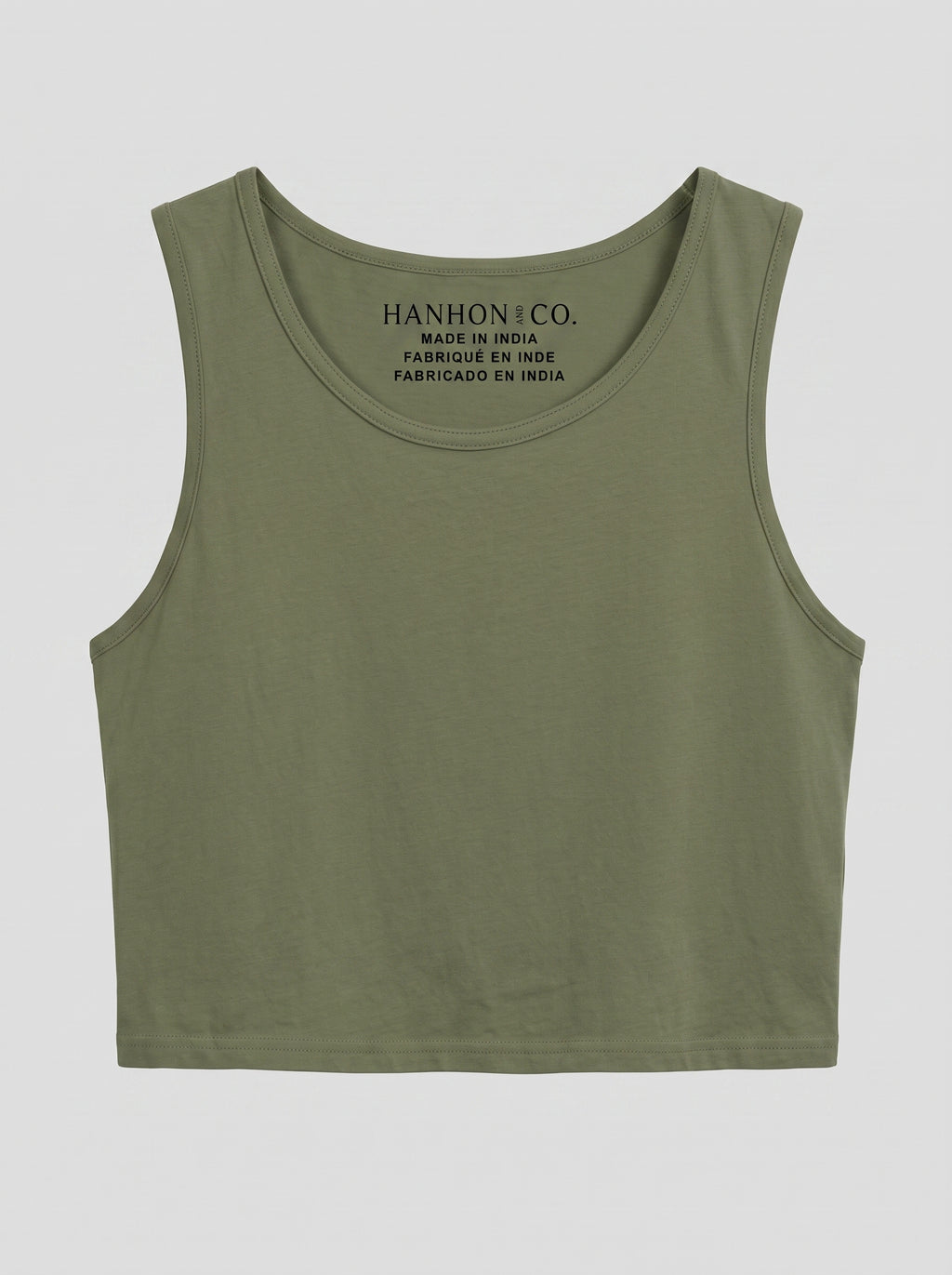 Essential Crop Tank Top - Olive Green Regular Fit