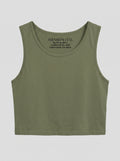 Essential Crop Tank Top - Olive Green Regular Fit