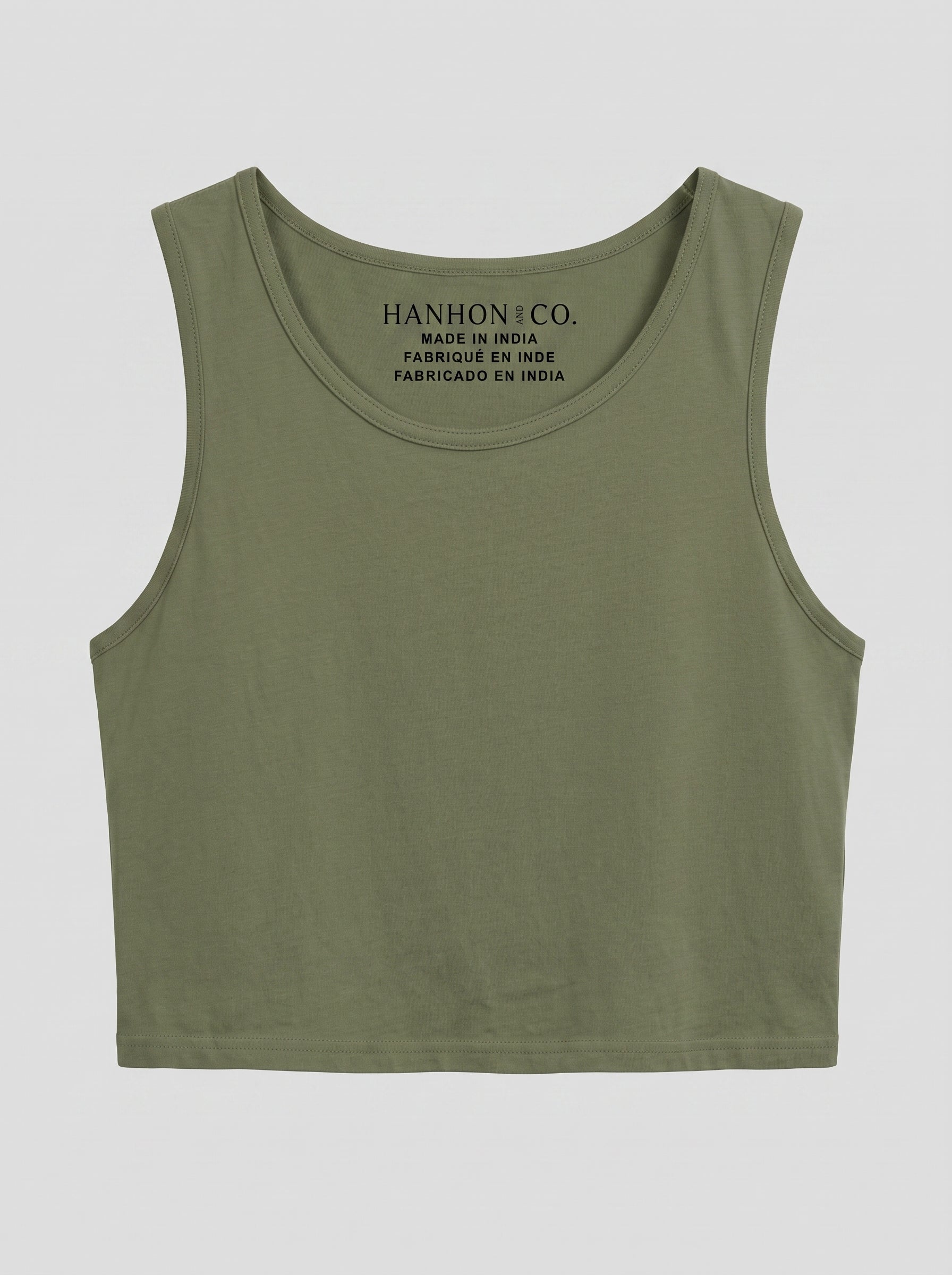 Essential Crop Tank Top - Olive Green Regular Fit