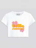 Hello Summer – White Baby Tee