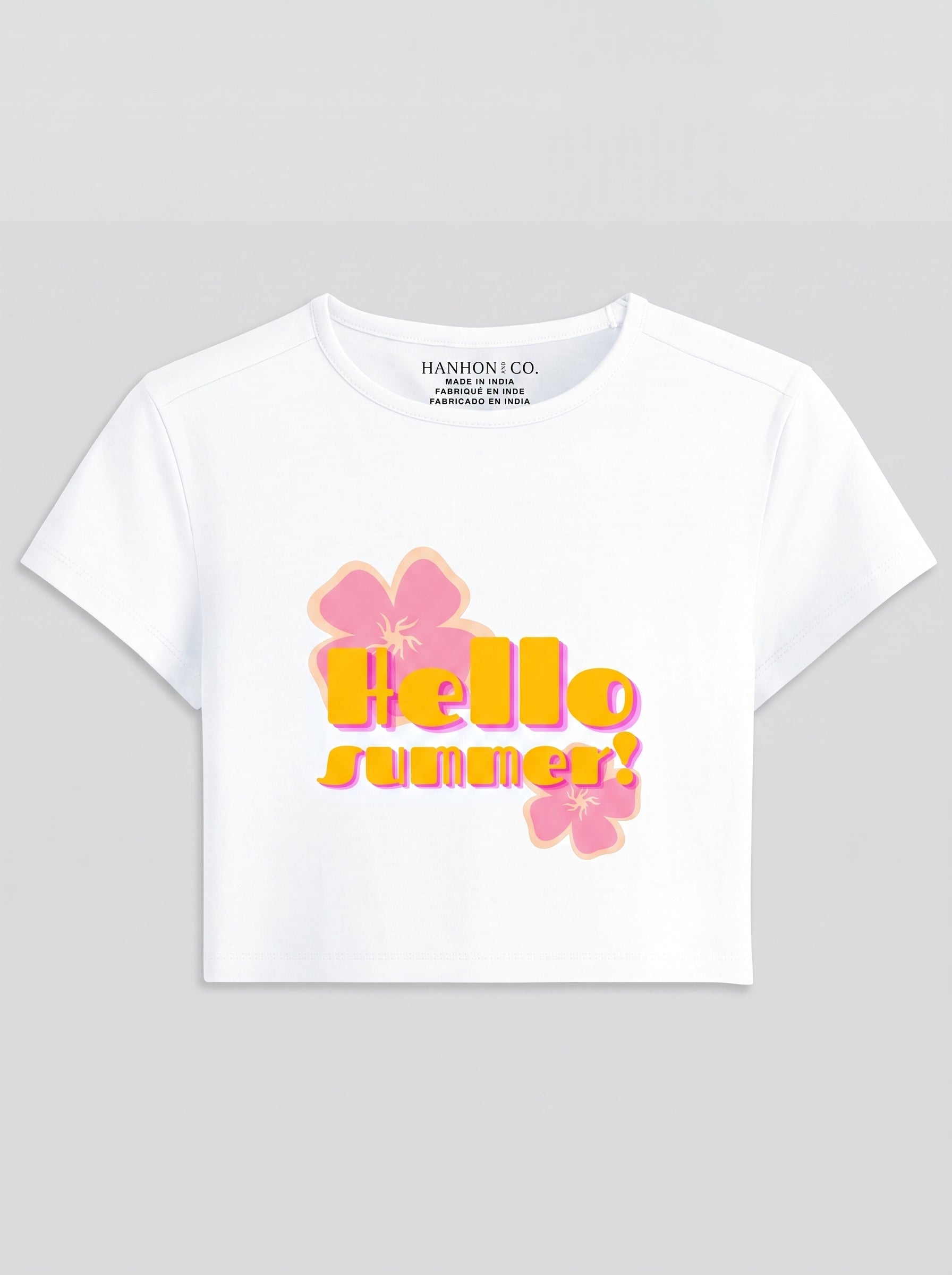 Hello Summer – White Baby Tee