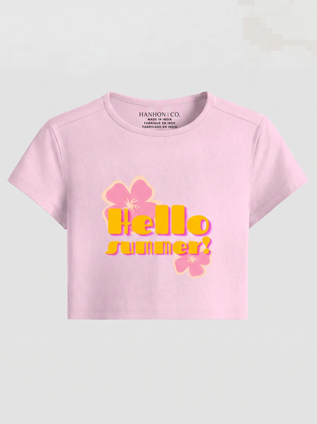 Hello Summer – Light Baby Pink Baby Tee