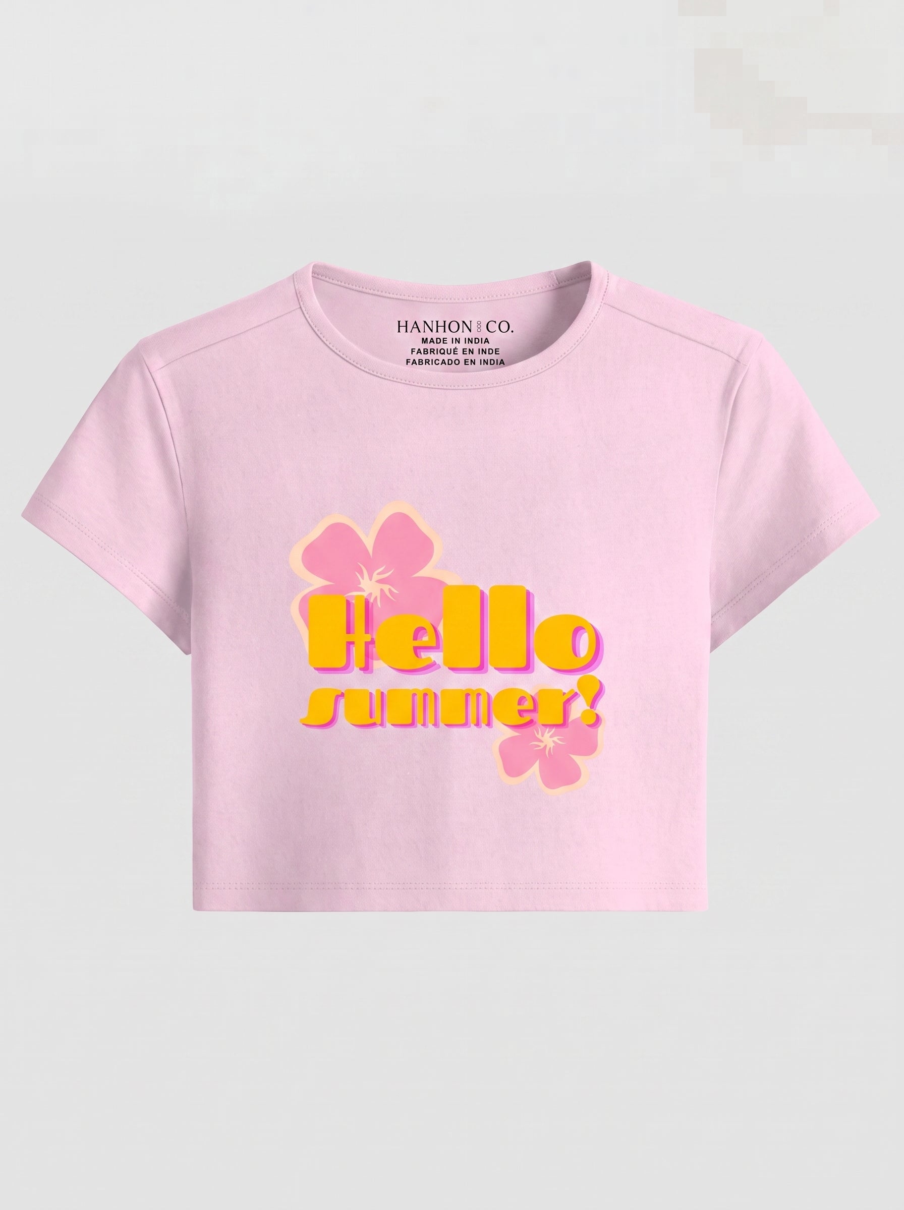 Hello Summer – Light Baby Pink Baby Tee