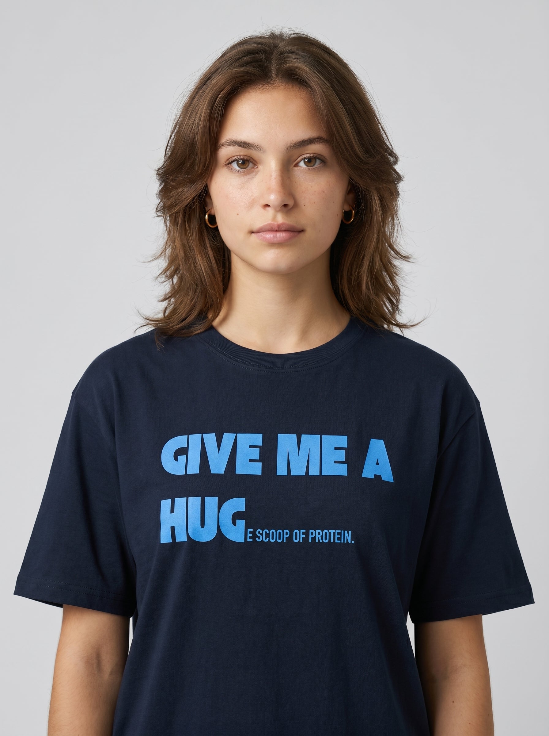 Give Me A Hug - Regular Fit Navy Blue T-Shirt