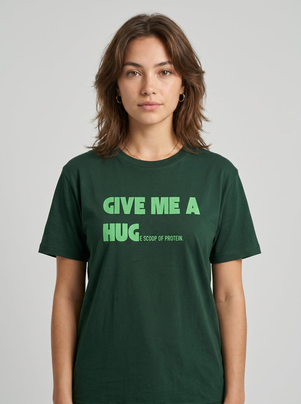 Give Me A Hug - Regular Fit Bottle Green T-Shirt
