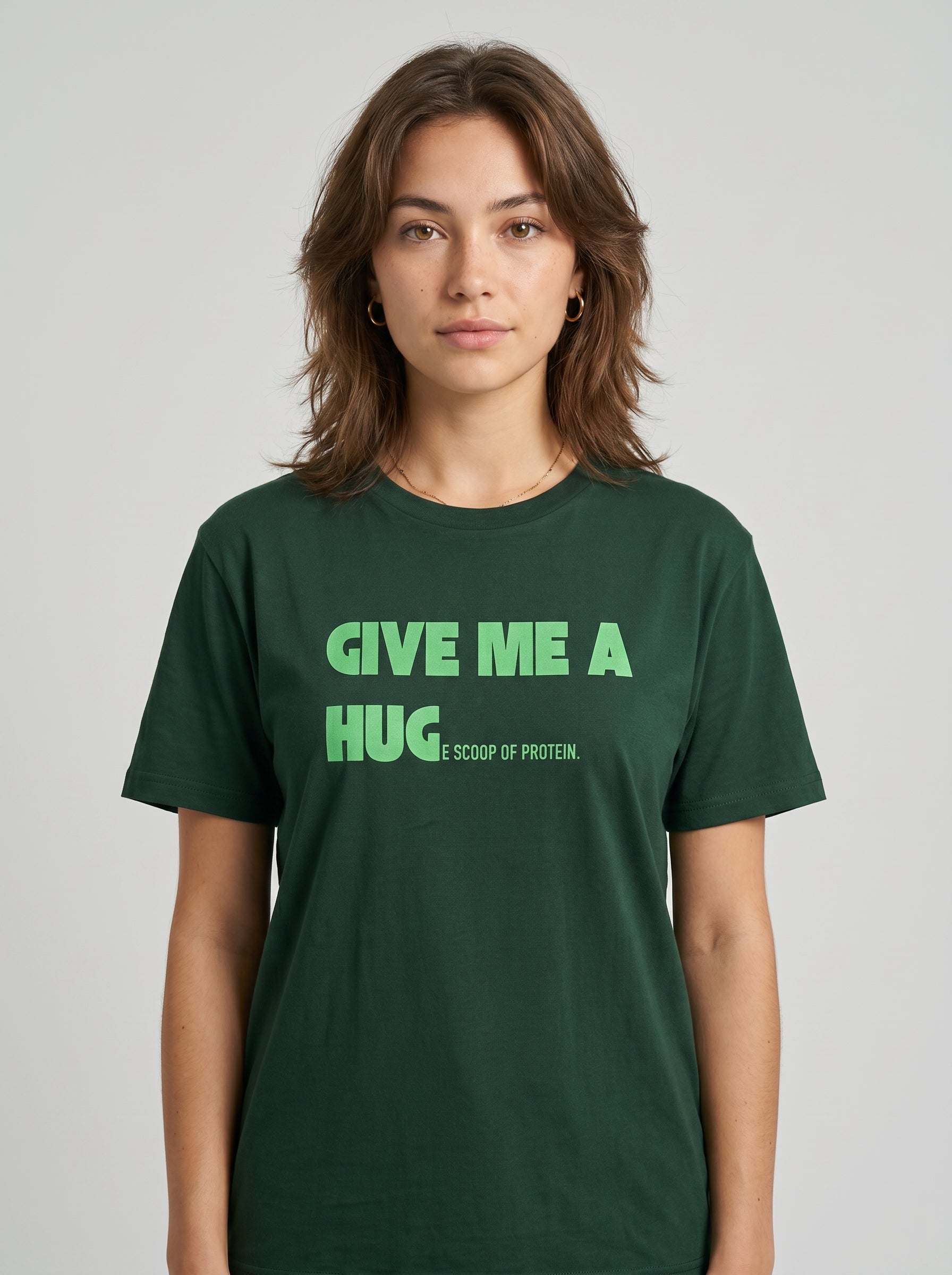 Give Me A Hug - Regular Fit Bottle Green T-Shirt
