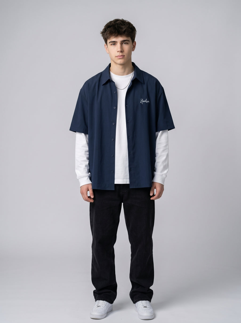 Navy Blue Oversized Shirt - Unisex