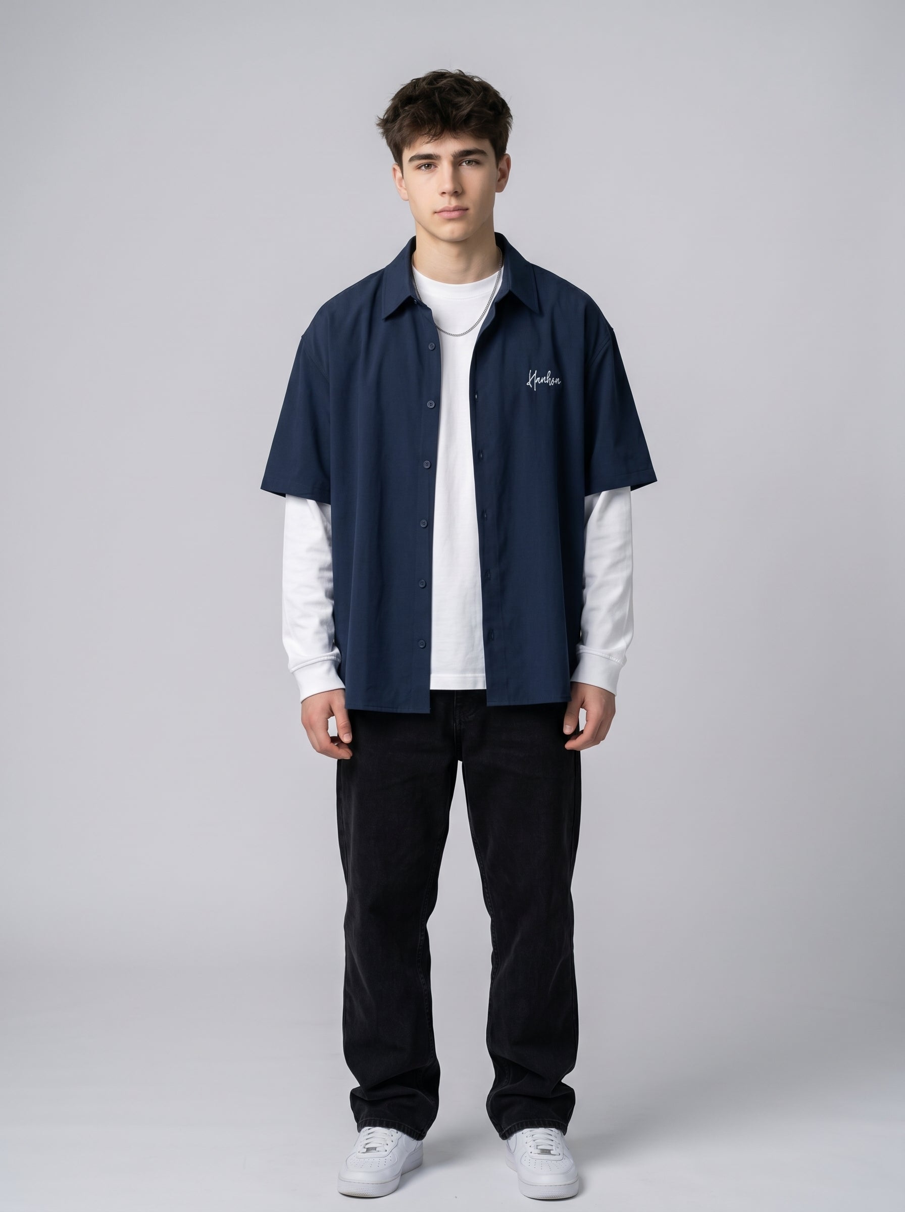 Navy Blue Oversized Shirt - Unisex