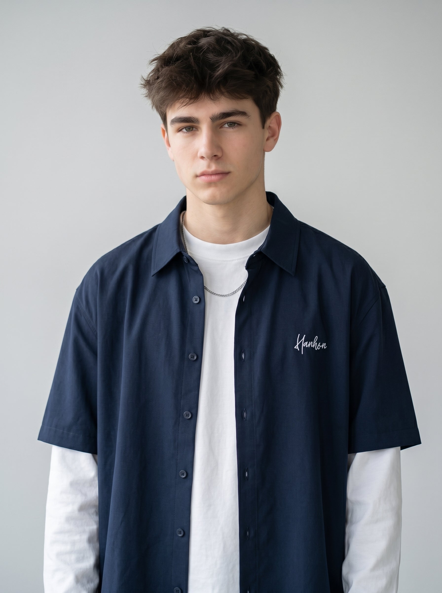 Navy Blue Oversized Shirt - Unisex