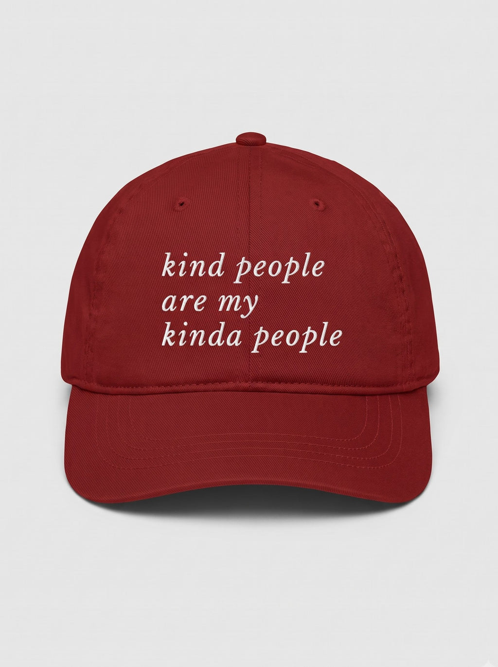 “Kind People Are My Kinda People” Embroidered Cap – Red