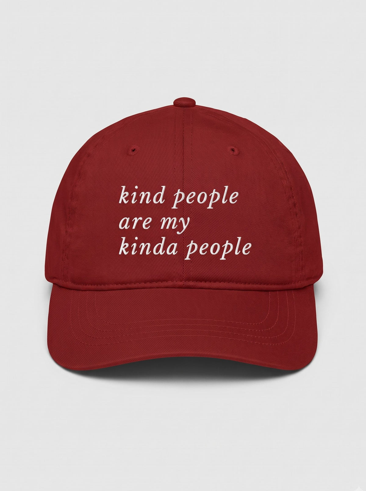 “Kind People Are My Kinda People” Embroidered Cap – Red