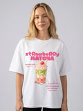 Strawberry Matcha – White Oversized T-Shirt