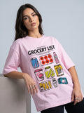 Grocery List - Oversized Graphic Baby Pink T-Shirt