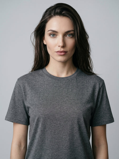 Essential Charcoal Melange Cotton T-Shirt - Regular Fit