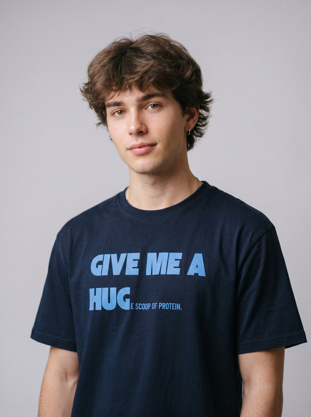 Give Me A Hug - Regular Fit Navy Blue T-Shirt