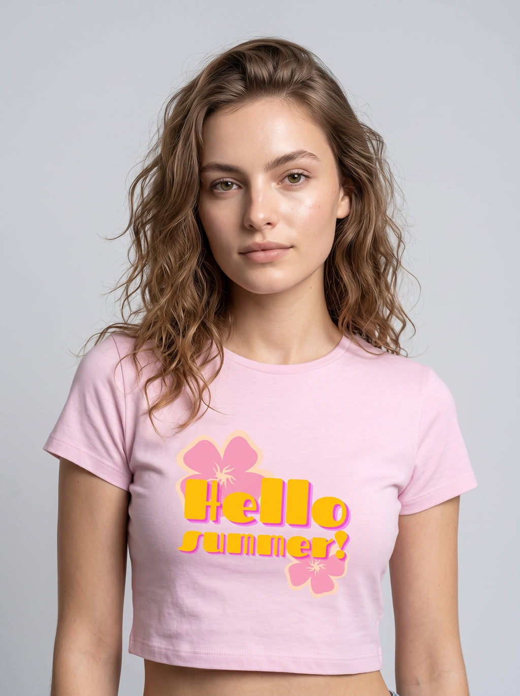 Hello Summer – Light Baby Pink Baby Tee