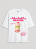 Strawberry Matcha – White Oversized T-Shirt