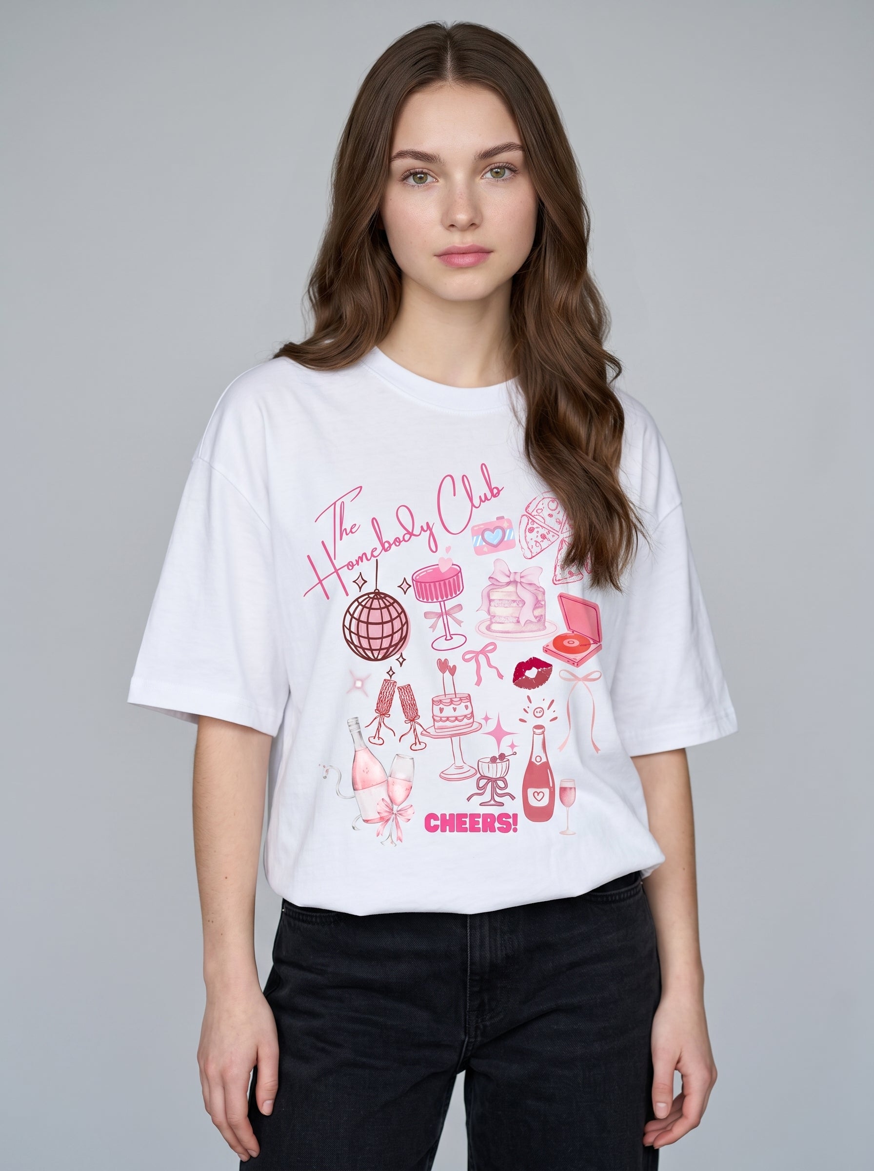 The Homebody Club - White Oversized T-Shirt