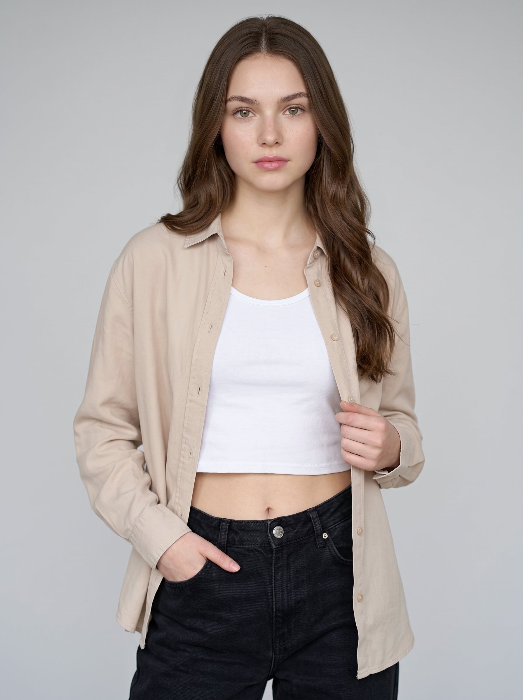 Essential Crop Tank Top - White Regular Fit