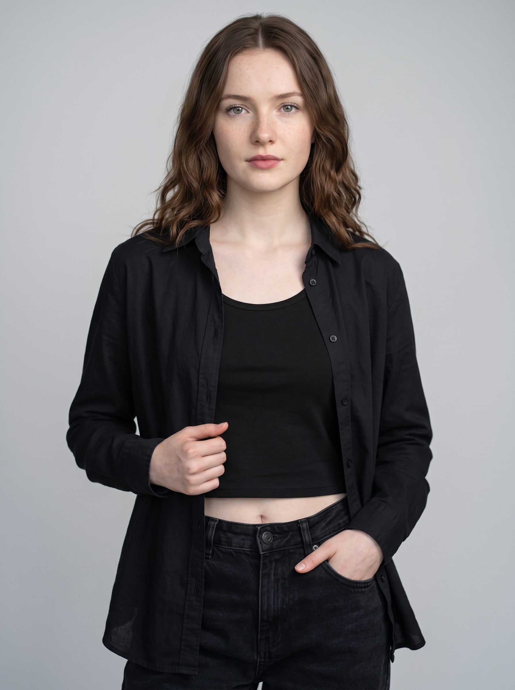 Essential Crop Tank Top - Black Regular Fit