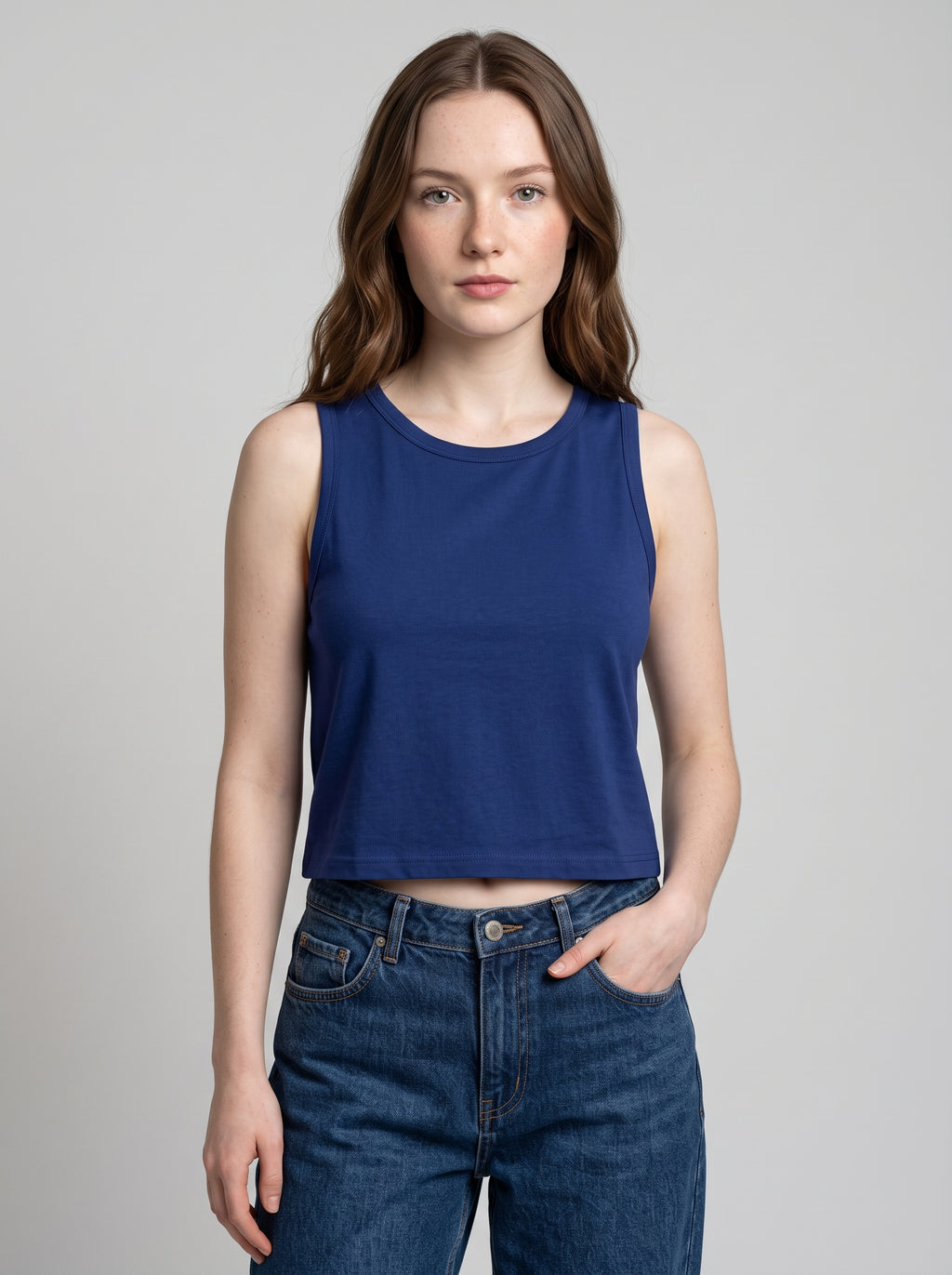 Essential Crop Tank Top - Royal Blue Regular Fit