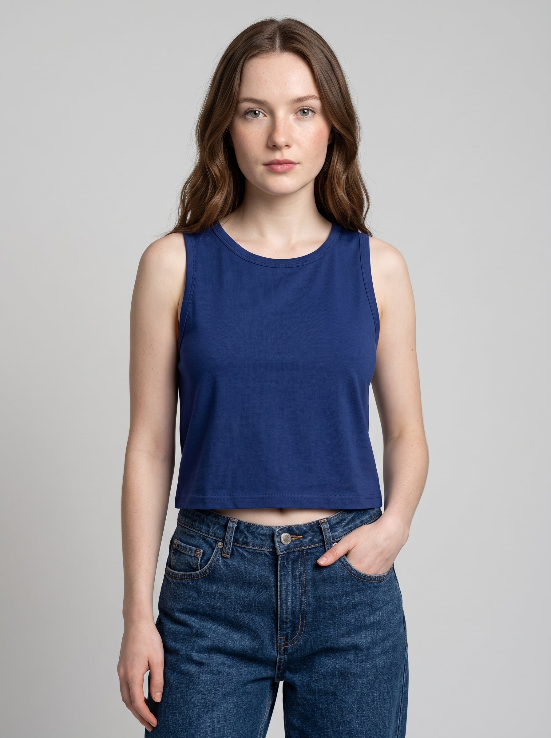 Essential Crop Tank Top - Royal Blue Regular Fit