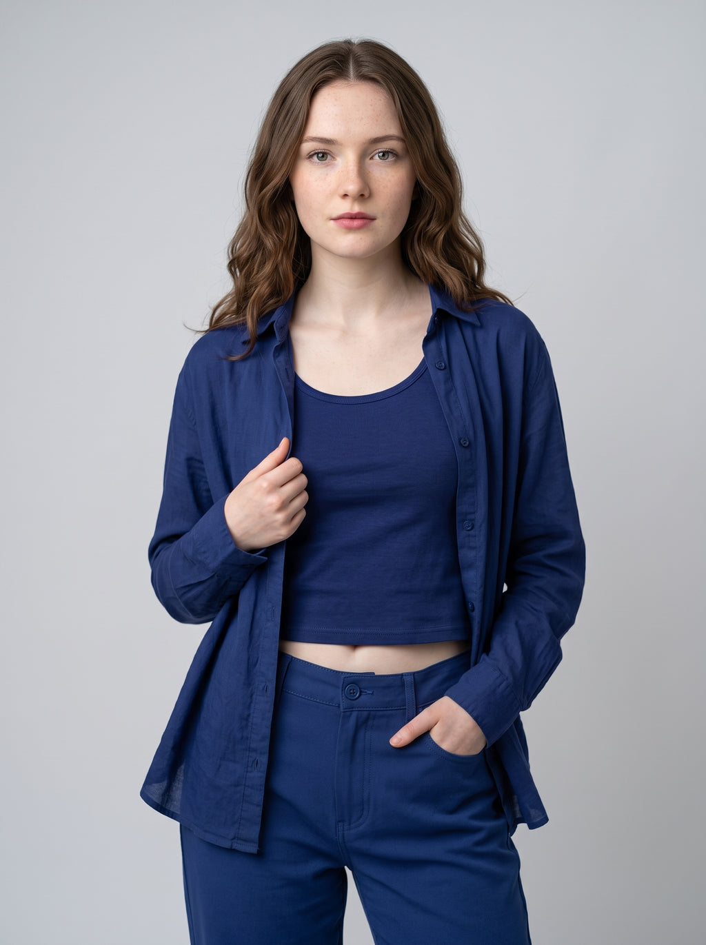 Essential Crop Tank Top - Royal Blue Regular Fit