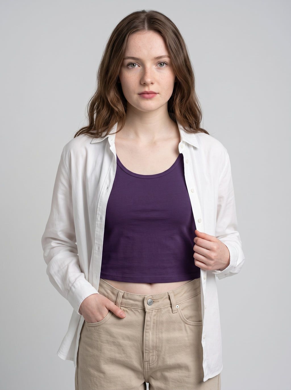 Essential Crop Tank Top - Purple Regular Fit