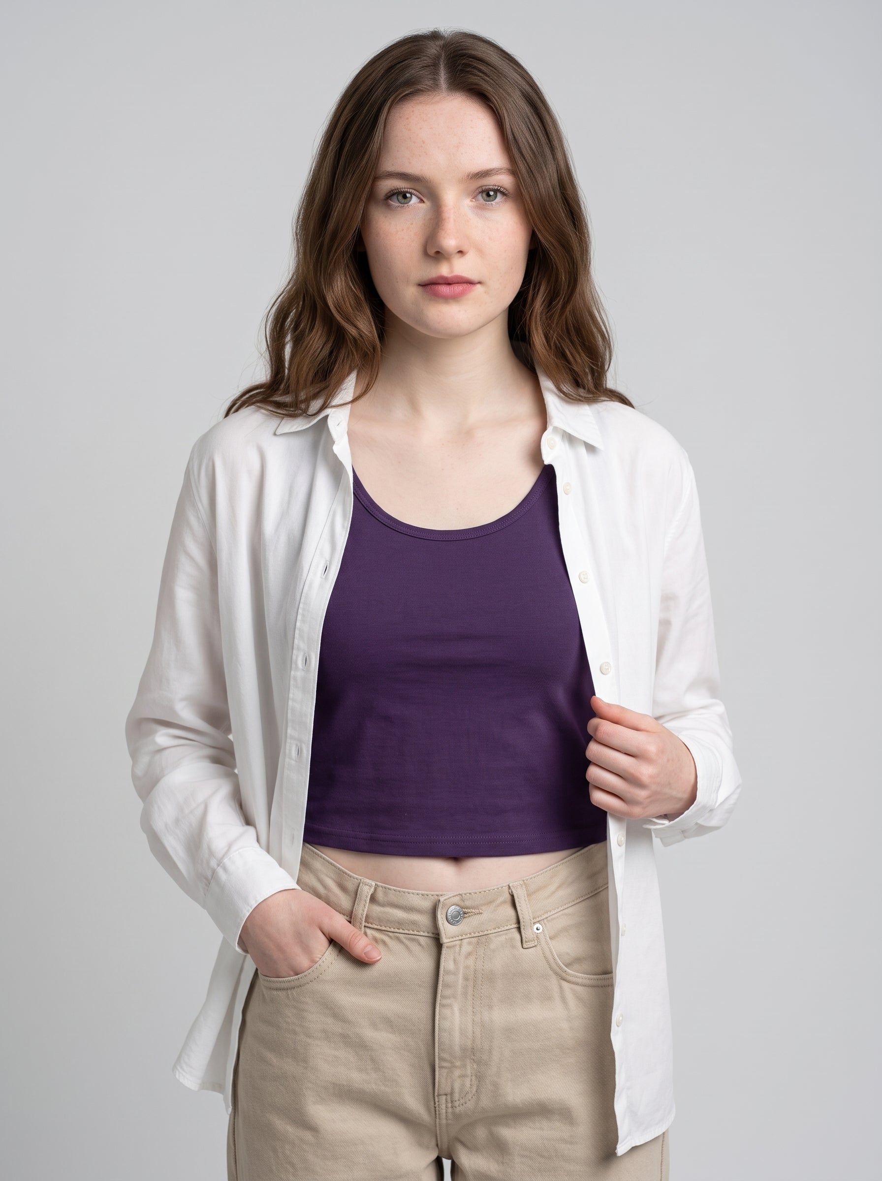 Essential Crop Tank Top - Purple Regular Fit